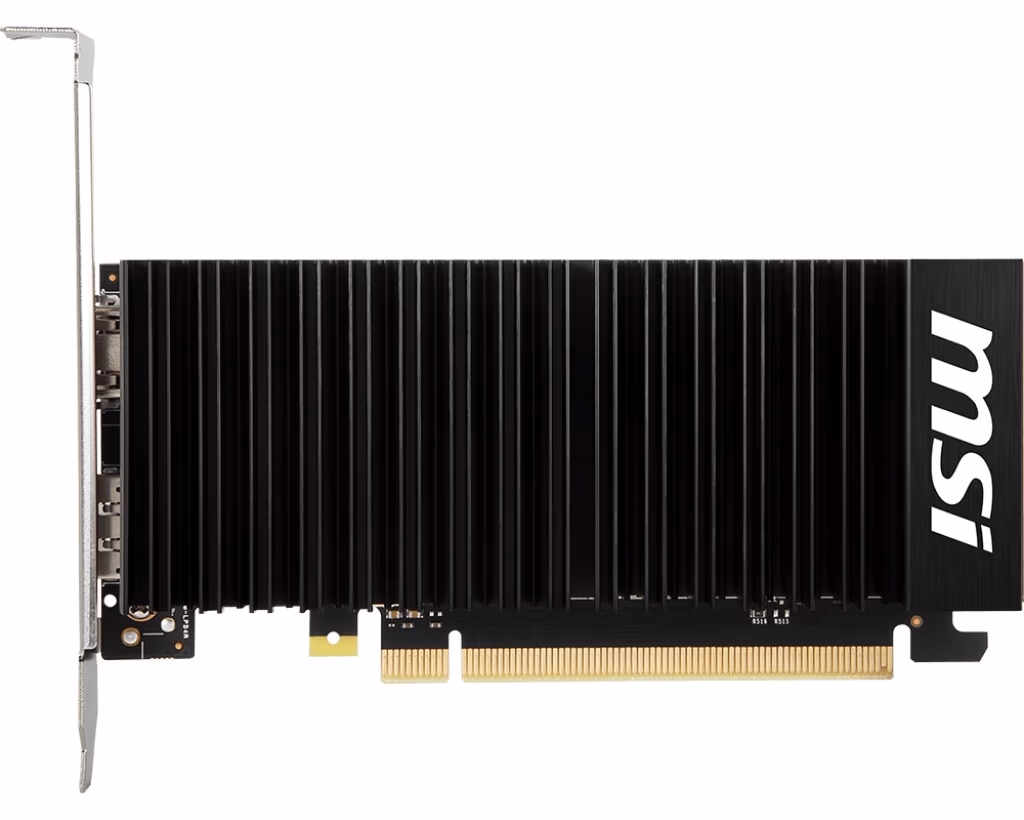 MSI GeForce GT 1030 2GHD4 LP OC / 2GB GDDR4 64Bit 1430/2100Mhz, 1xHDMI, 1xDisplay Port, Passive Heatsink, Aluminum Core, Completely Silent, Military Class 4 (MIL-STD-810G), LowProfile, (LP bracket included), Retail 