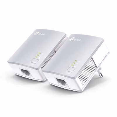 TP-LINK  TL-PA4010 Kit, AV500 Powerline Adapter Starter Kit, Compact Size, 500Mbps Powerline Datarate, 1 Lan Port, Power Socket, HomePlug AV, Green Powerline,  Plug and Play, Pair Button, Range 300 meters in house