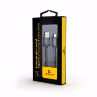 Cable USB2.0/Type-C - 1m - Cablexpert CC-USB2S-AMCM-1M-BG, Premium spiral metal Type-C USB charging and data cable, USB 2.0 A-plug to type-C plug, up to 480 Mb/s, cotton braided, blister, grey