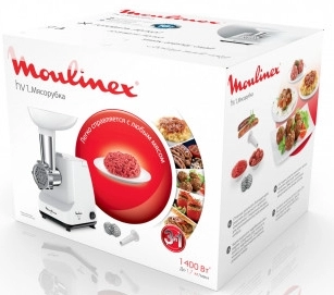 Tocator de carne Moulinex ME111032, 1.7 kg/min, 1400 W, Alb