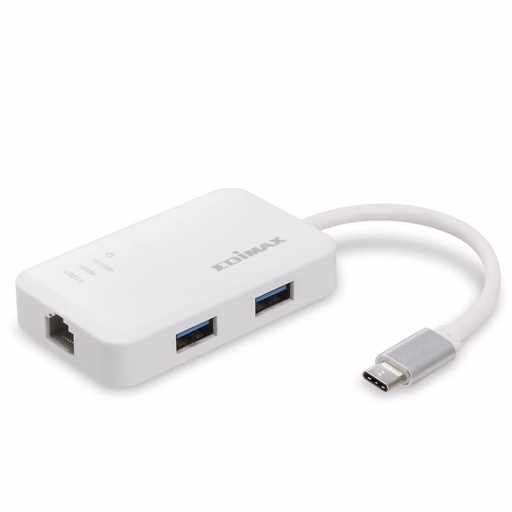 EDIMAX EU-4308, USB-C to Gigabit Ethernet + USB Hub, USB-C to RJ-45 LAN connector, 3xUSB3.0
