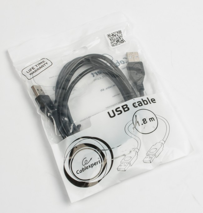 Cable USB2.0 - 1.8m - Cablexpert CCP-USB2-AMAM-6, 1.8 m, USB 2.0 A-plug to A-plug, Black photo 2