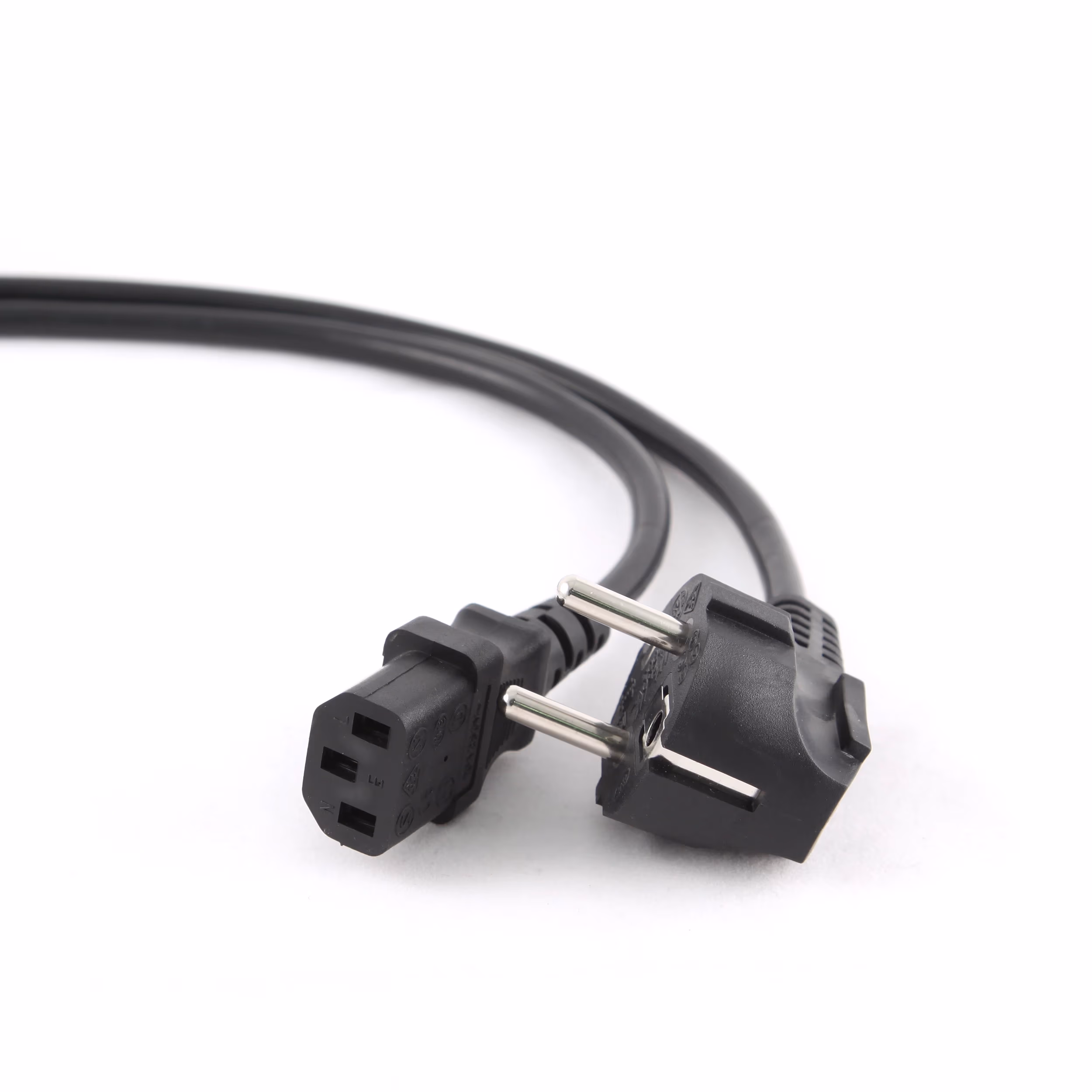 Power cord PC-186-VDE,  1.8 m, Schuko input and right angled C13 output, with VDE approval, Black 