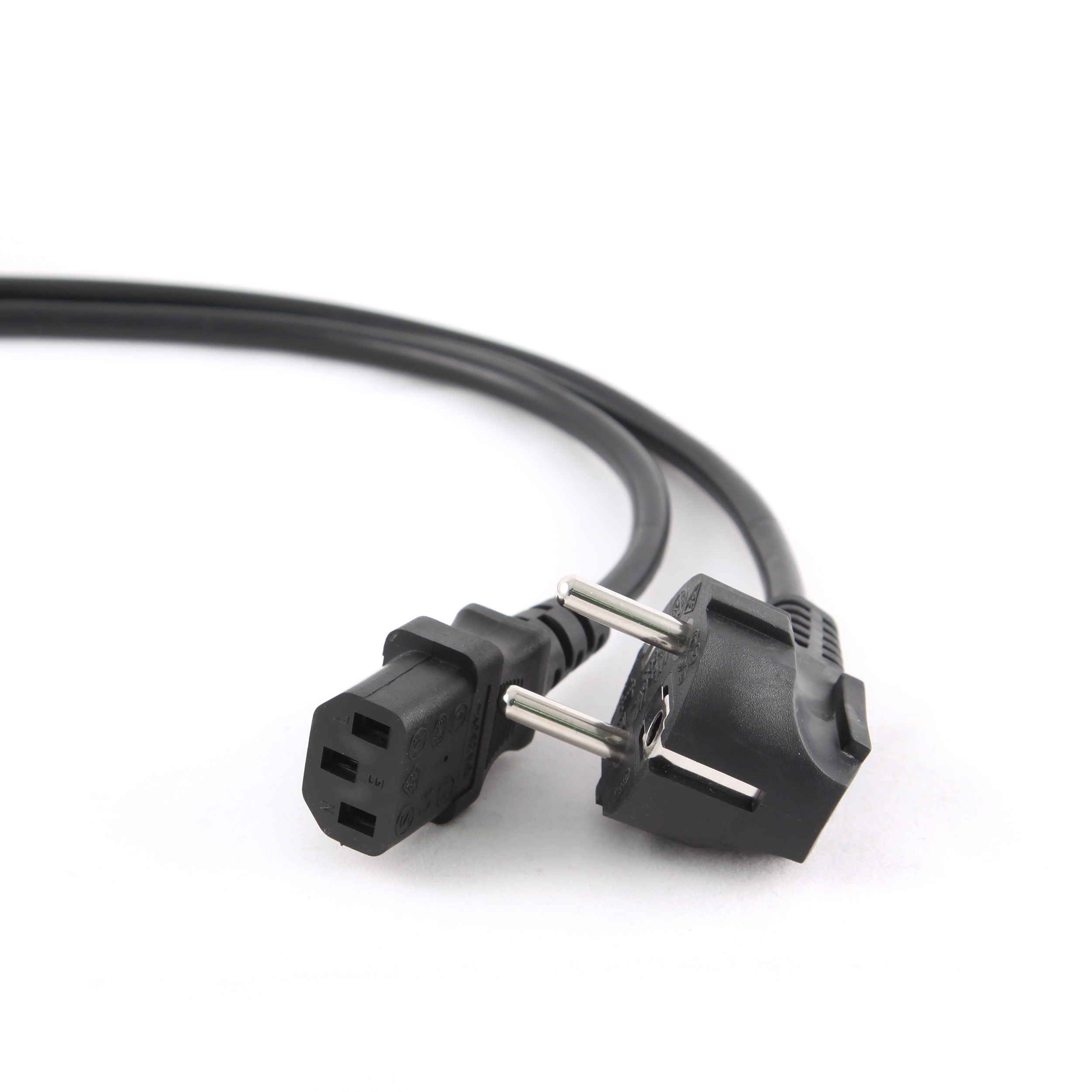 Power cord PC-186-VDE,  1.8 m, Schuko input and right angled C13 output, with VDE approval, Black photo 1