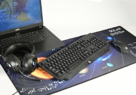 Gembird Mouse pad MP-SOLARSYSTEM-XL-01 COSMOS, Gaming, Extra wide pad surface size 350 x 900 mm, Material: natural rubber foam + fabric, Black thumbnav 2