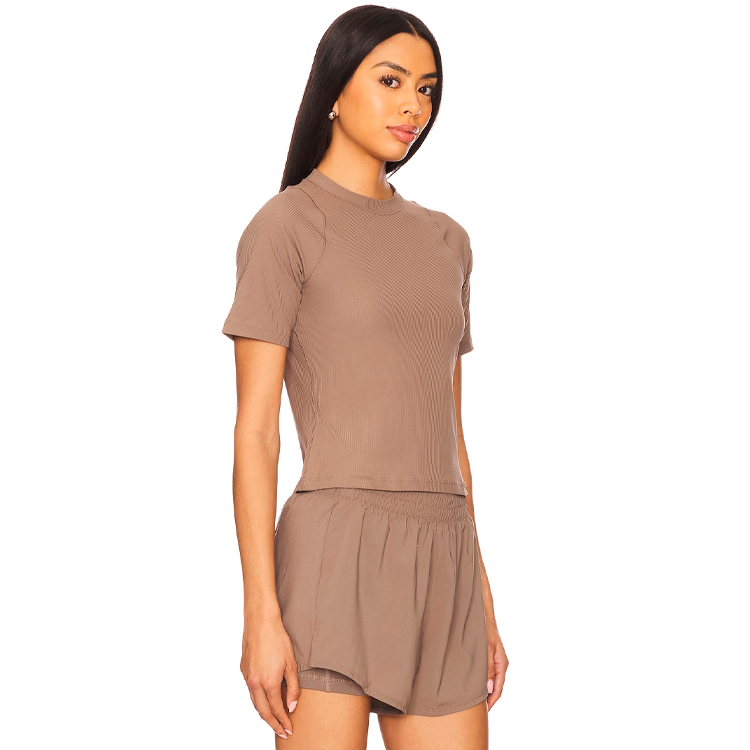 Футболка Nike W NK INF DF SS TOP WD RIB M Коричневый Женский photo 2