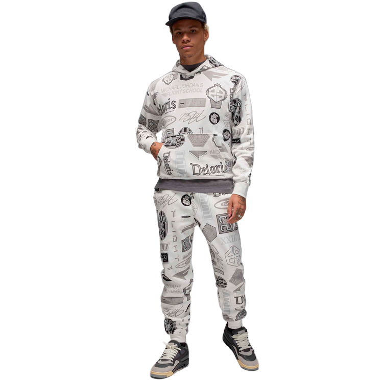 Hanorac pt bărbați Nike M J ESS AOP FLC PO XL Alb photo 4