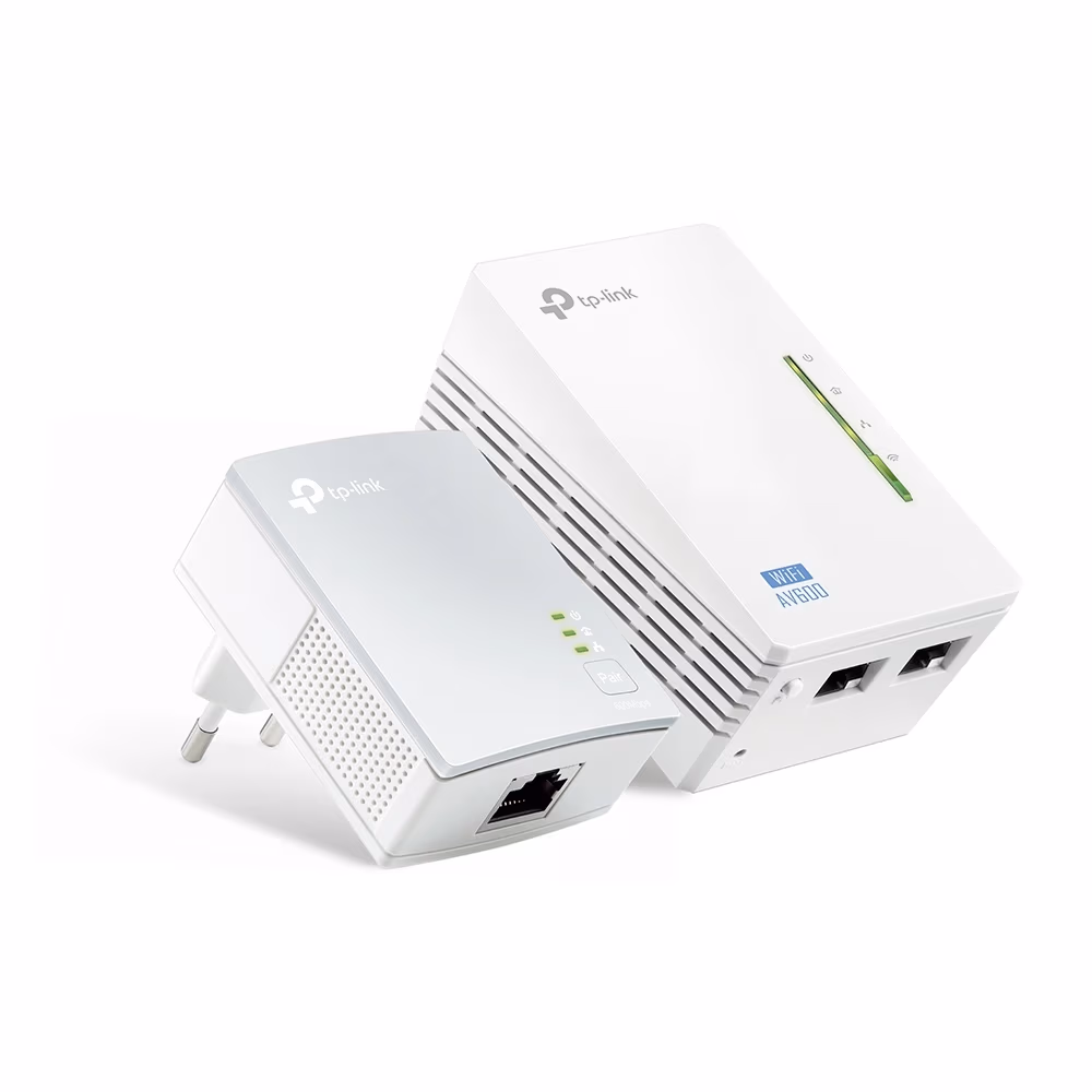 TP-LINK  TL-WPA4220 Kit  N300 AV600 Powerline Adapter Starter Kit, Compact Size, 300Mbps Powerline Datarate, 1 Lan Port, Power Socket, HomePlug AV, Green Powerline, Plug and Play, Pair Button, Range 300 meters in house