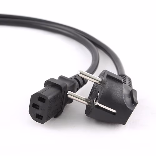 Power cord PC-186-VDE-10M, 10m, Schuko input and right angled C13 output, with VDE approval, Black