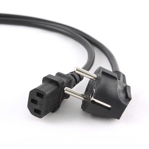 Power cord PC-186-VDE-10M, 10m, Schuko input and right angled C13 output, with VDE approval, Black photo 1