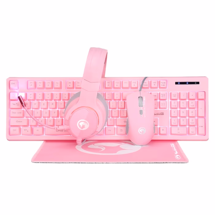 MARVO "CM418", Gaming Combo Keyboard+Mouse+Mouse Pad+Headset, Pink 