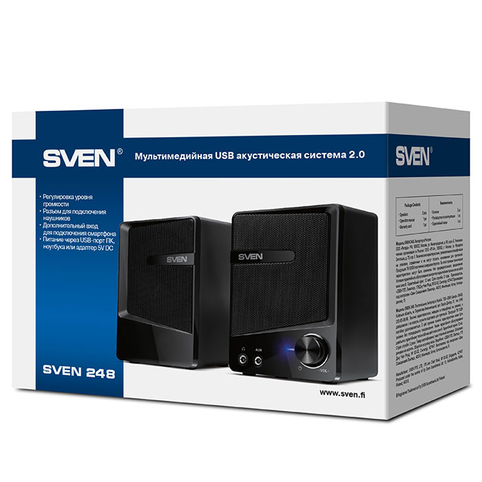 Колонки SVEN 248 / 2.0 / 6W RMS / USB power supply / Black photo 3