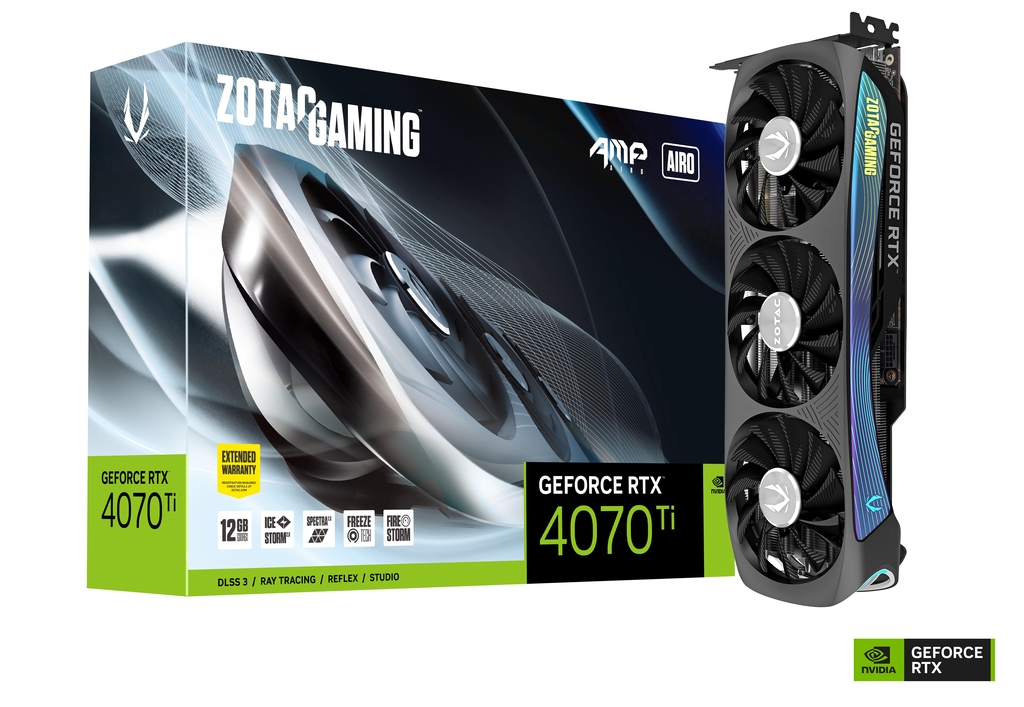 Видеокарта ZOTAC GeForce RTX 4070 AMP AIRO / 12GB / GDDR6X / 192bit photo 1