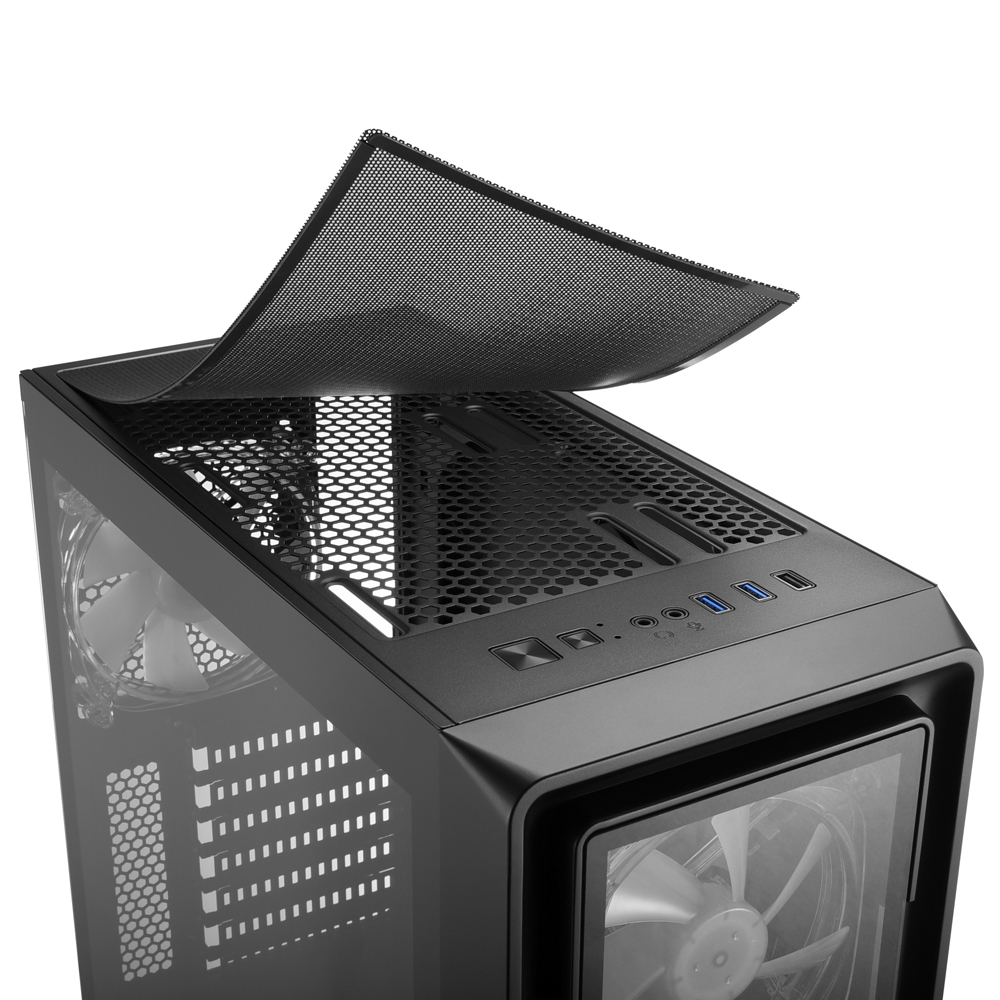 Carcasa Sharkoon TK4 RGB / w/oPSU / Side panel / 4x120mm A-RGB LED / ATX / Black photo 7
