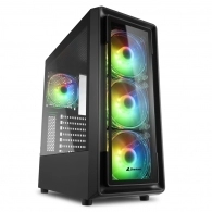Sharkoon TK4 RGB ATX Case, with Side&Front Panel of Tempered Glass, without PSU, Tool-free, Pre-Installed Fans: Front 3x120mm A-RGB LED, Rear 1x120mm A-RGB LED, ARGB Controller, 5x2.5
