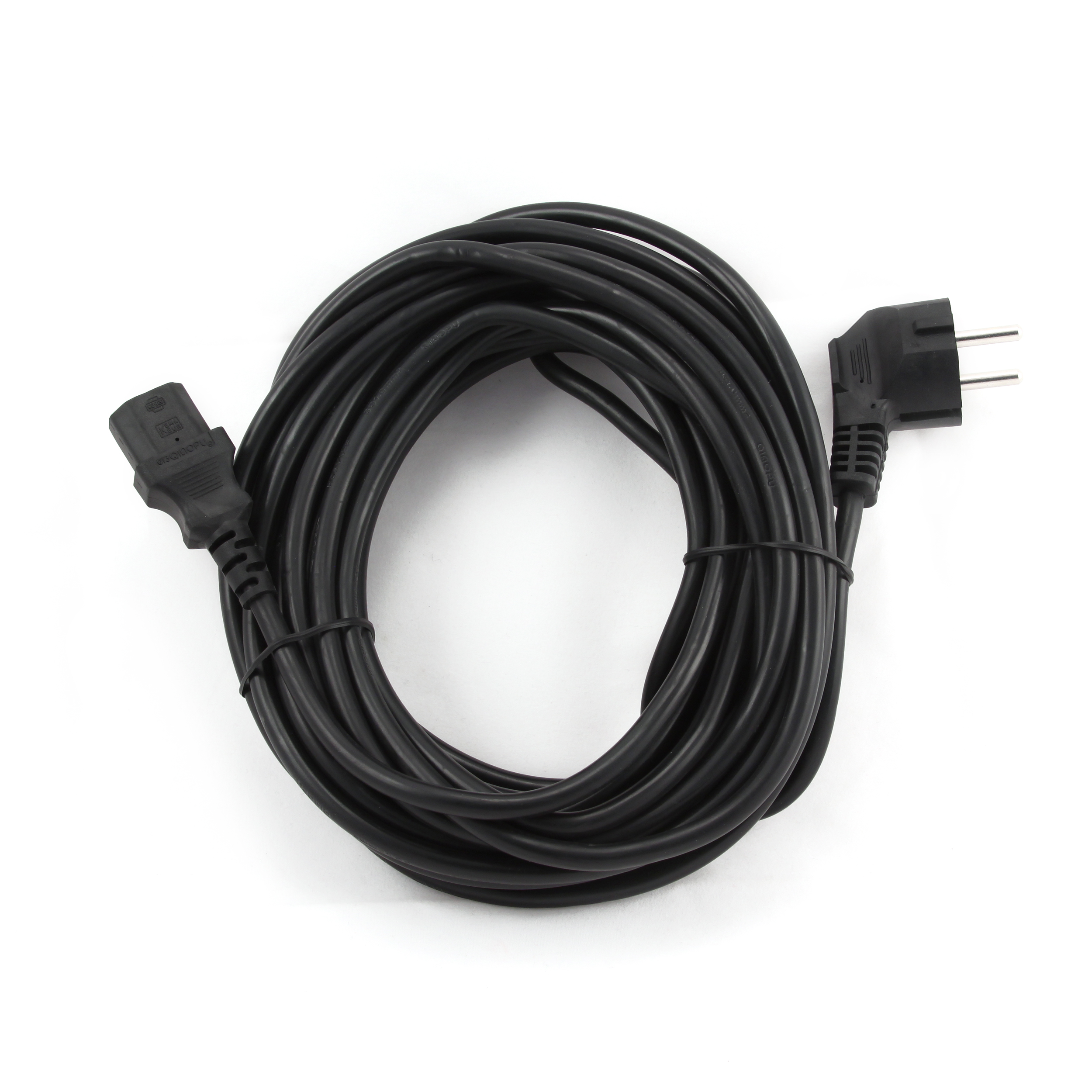 Power cord PC-186-VDE-5M, 5m, Schuko input and right angled C13 output, with VDE approval, Black photo 2
