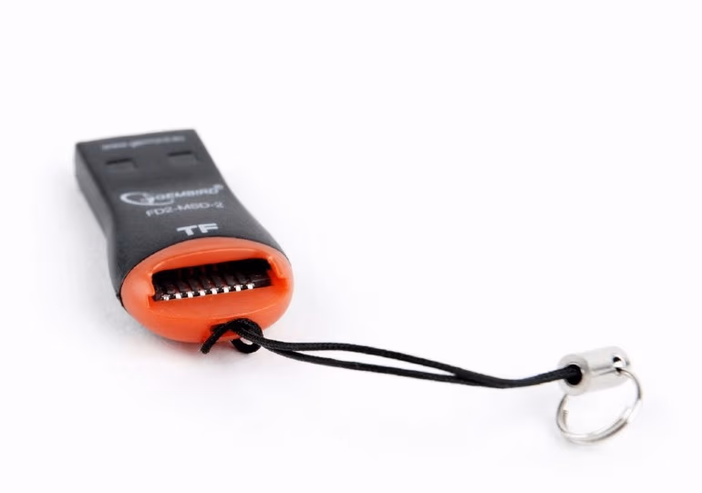 Card Reader Gembird FD2-MSD-3, MicroSDHC, Key ring cord, Black/Orange, USB2.0