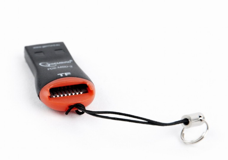 Card Reader Gembird FD2-MSD-3, MicroSDHC, Key ring cord, Black/Orange, USB2.0 photo 1