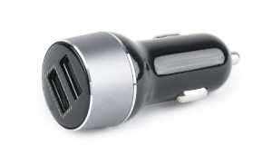 USB Car Charger - Gembird TA-U2QC3-CAR-01,2-port USB car fast charger, QC3.0, 36 W, black thumbnav 2
