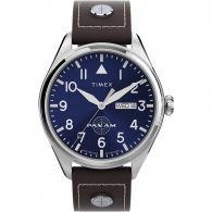 Timex X Pan Am Day-Date 42mm Leather Strap Watch thumbnav 1