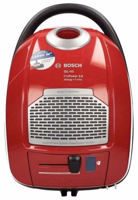 Пылесос с мешком Bosch BGB45335, 800 Вт, 75 дБ, Черный с красным 