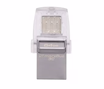 64GB USB3.1 Kingston DataTraveler MicroDuo 3C, Ultra-small, USB-C OTG + USB-A, (Read 100 MByte/s, Write 15 MByte/s)