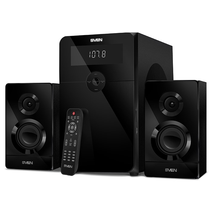 Колонки 2.1 SVEN MS-2250 / 80W RMS / Bluetooth / FM-tuner / USB / SD card / Black photo 1