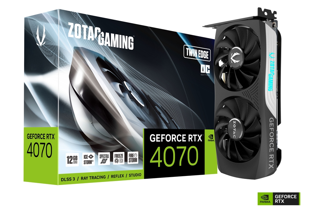 Видеокарта ZOTAC GeForce RTX 4070 Twin Edge OC / 12GB / GDDR6X / 192bit photo 1