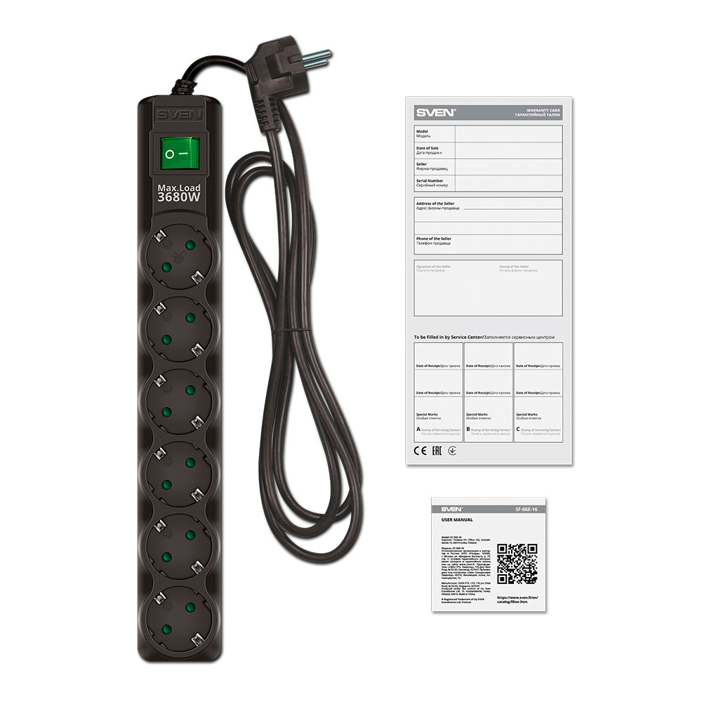 Filtru de retea  Sven SF-06E-16 6p/3m, Negru photo 5