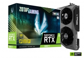 ZOTAC GeForce RTX 3060 Ti Twin Edge OC 8GB GDDR6X, 256bit, 1695/19000Mhz, Ampere, PCIeX16 4.0, Dual Fan / IceStorm 2.0, 1xHDMI, 3xDisplayPort, Active Fan Control/ FREEZE Fan Stop, White LED Lightning, FireStorm, Metal Backplate, 2x 8-pin,Medium Pack thumbnav 1