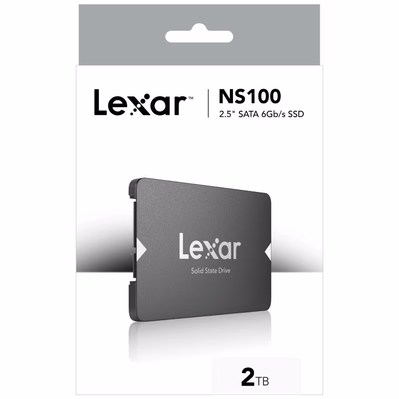2.5" SSD 2.0TB  Lexar NS100, SATAIII, Sequential Reads: 550 MB/s, Sequential Writes: 520 MB/s, 7mm, TBW: 1000TB, Controller Marvell 88NV1120, Micron's 64-layer 3D NAND TLC 