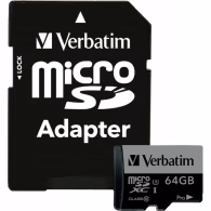 Карта памяти microSD Verbatim Pro U3 V30/ 90MBps/ 64GB + SD adapter