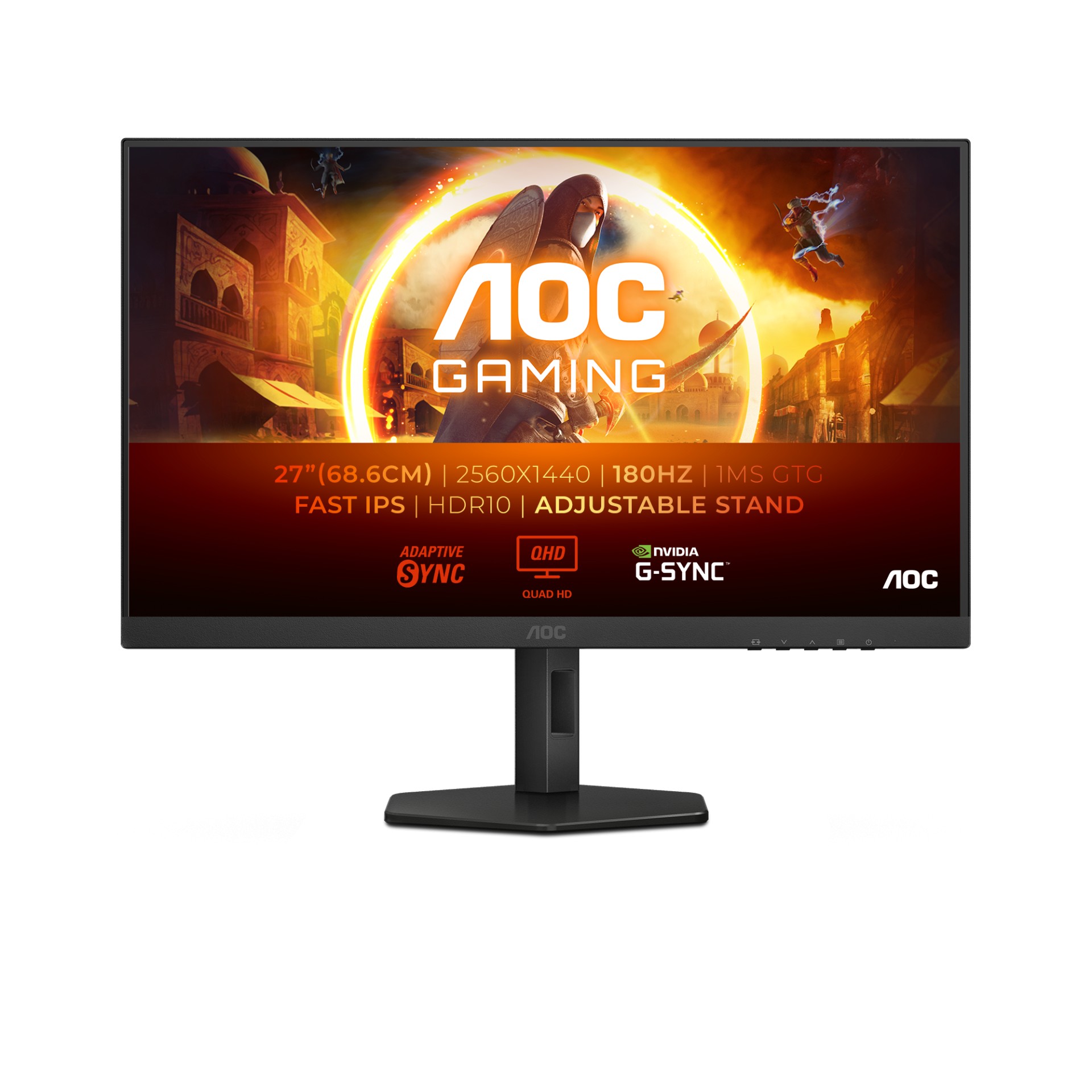 27.0” Monitor Gaming AOC Q27G4XF/ QHD/ 1ms/ 180Hz/ Black photo 1