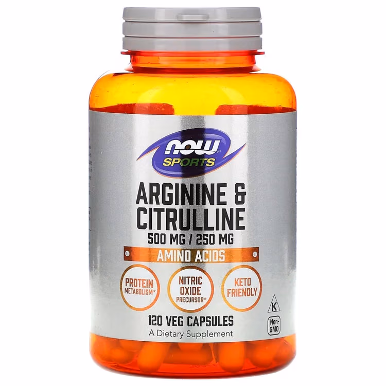 Аргинин и цитрулин Now Foods ARGININE 500mg AND CITRULLINE 250MG 120 VCAPS 