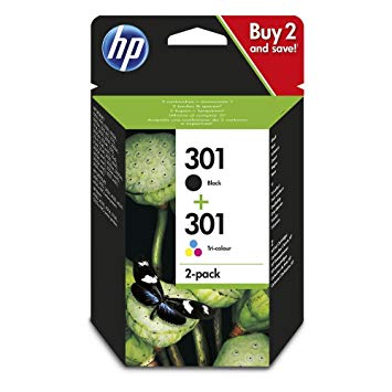HP 301 (N9J72AE) Black and Tri-color Ink Cartridge for DeskJet 1000, DeskJet 1050, DeskJet 1050A, DeskJet 2000, DeskJet 2050, DeskJet 2050A, DeskJet 2054A, DeskJet 3000, DeskJet 3050, DeskJet 3050A, DeskJet 3020A, DeskJet 3054A, black 190 p./ Colour 165 p photo 1