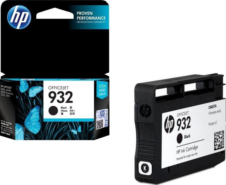 HP 932 (CN057AE) Black Original Cartridge,  for HP Officejet 6100 ePrinter, HP OfficeJet 7612 e-All-in-One, HP Officejet 6700 Premium e-All-in-One, HP OfficeJet 7110 ePrinter, HP OfficeJet 7510,  400 p.