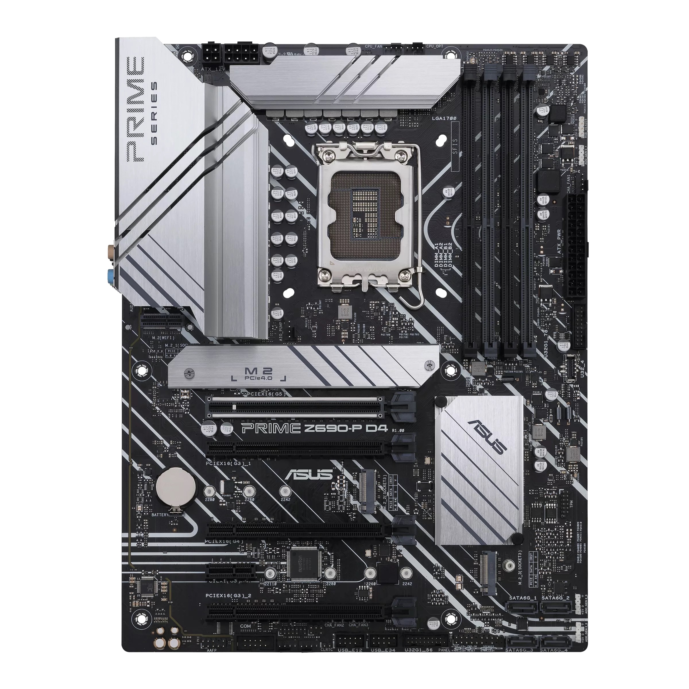 ASUS PRIME Z690-P D4, Socket 1700, 15 Phases, Intel® Z690 (13/12th Gen CPU), CPU graphics, HDMI, DP, Dual 4xDDR4-5333, 4xPCIe x16 5.0, 4xSATA3, RAID, 3xM.2 4.0, 1xV-M.2 slot (Key E), 1xPCIe x1, Realtek HDA 7.1/SPDIF, 2.5GbE LAN, 1xUSB-C 3.2 Gen2x2, 1xUSB  photo 1