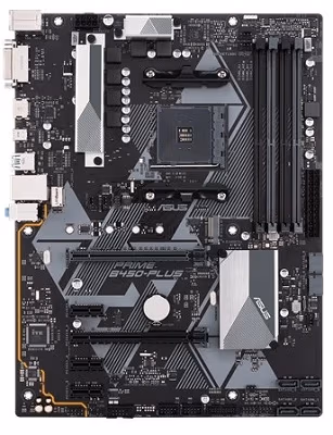 ASUS PRIME B450-PLUS, Socket AM4, AMD B450, Dual 4xDDR4-4400, APU AMD graphics, DVI, HDMI, 2xPCIe X16, 6xSATA3, RAID, 1xM.2, 3xPCIe x1, ALC887 HDA, GbE LAN, 2xUSB3.2 Gen 2,  1xUSB-C 3.2, 4xUSB3.2, Aura Sync RGB, 5X Protection III, ATX