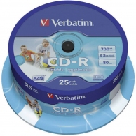 Verbatim DataLifePlus CD-R AZO 700MB 52X WIDE PRINTABLE SURFACE ID BRANDED -Spindle 25pcs. thumbnav 1