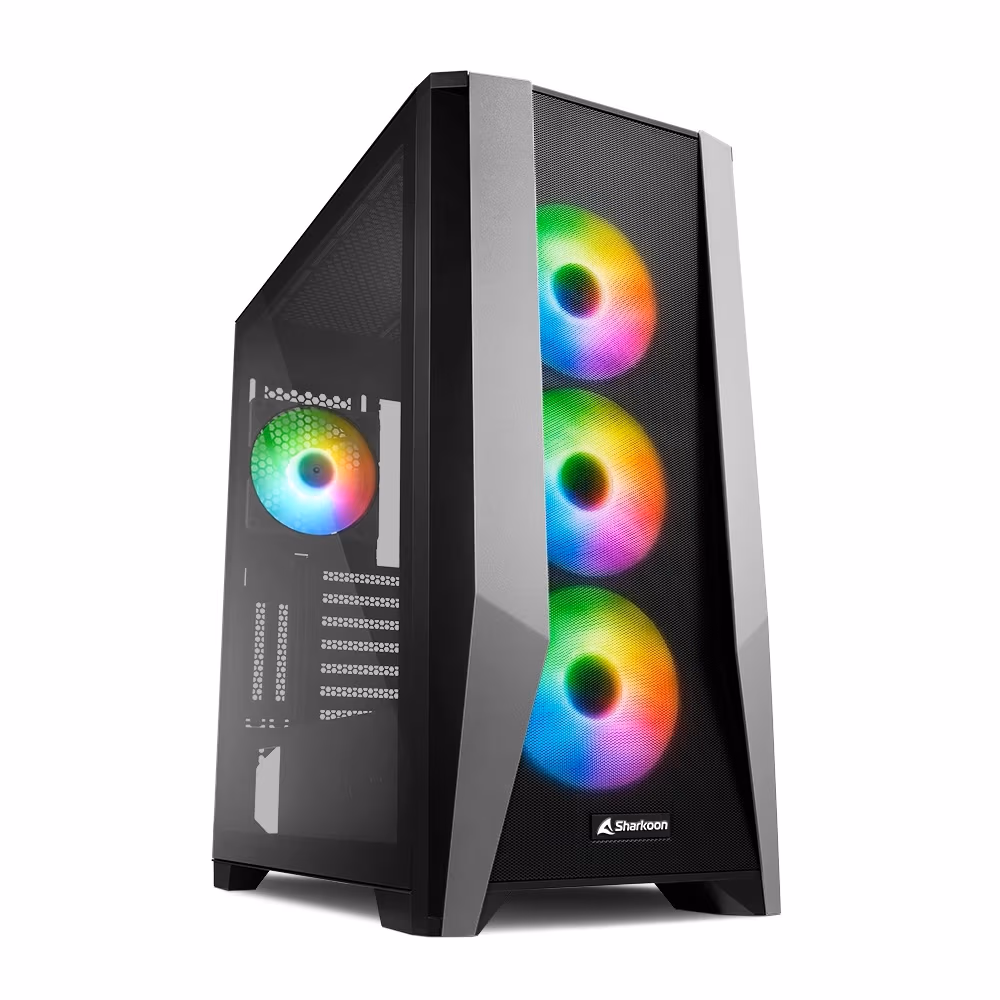 Carcasa Sharkoon TG7M RGB / no PSU / Side panel / 4x120mm A-RGB LED / ATX / Black