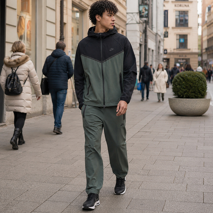 Hanorac pt bărbați Nike M NK TCH WVN WR FZ JKT XL Negru-verde photo 5