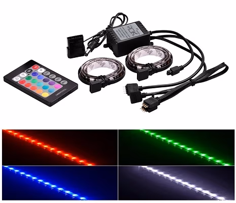 RGB LED strips DEEPCOOL "RGB 350", Remote controller, RGB color LED strips: 500mm* 2pcs (with 200mm cable), Different lighting modes, Magnet-based mounting, Stable and long lifespan, Software control (ASUS Aura/MSI Mystic/Gigabyte Fusion) 