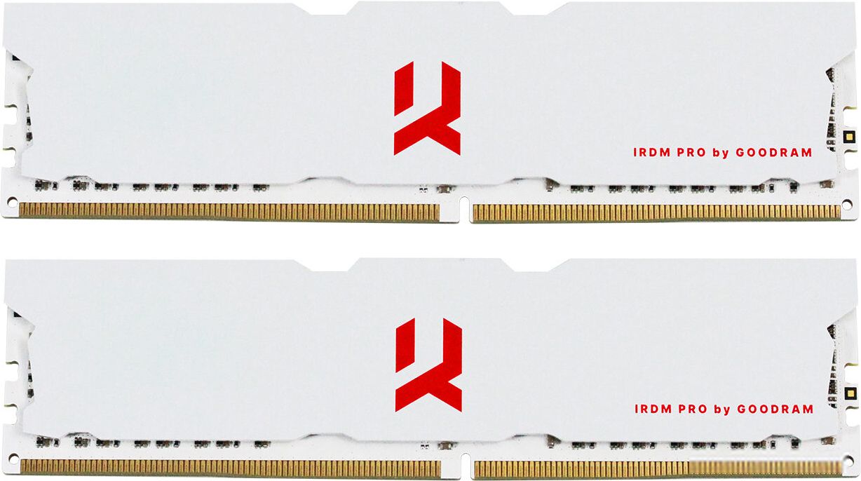 32GB (Kit of 2*16GB) DDR4-3600  GOODRAM  IRDM PRO DDR4 CRIMSON WHITE  (Dual Channel Kit), PC28800, CL18, Latency 18-22-22, 1.35V, 1024x8, Aluminium WHITE heatsink photo 1