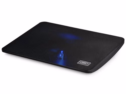 DEEPCOOL "WIND PAL MINI", Notebook Cooling Pad up to 15.6", 1 fan - 140mm Blue LED, 1000rpm, <21.6 dBA, 46.1CFM, Slim design, Metal Mesh Panel, Black 