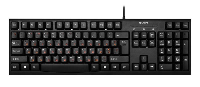 SVEN KB-S300, Keyboard, Waterproof design, 104 keys, traditional layout, Comfortable, quiet and precise keystroke, USB, OS compatibility: Windows, MacOS, Linux; Black, Rus/Ukr/Eng photo 1 SVEN KB-S300, Keyboard, Waterproof design, 104 keys, traditional layout, Comfortable, quiet and precise keystroke, USB, OS compatibility: Windows, MacOS, Linux; Black, Rus/Ukr/Eng photo 1