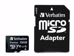 Карта памяти microSDXC 256GB Verbatim Premium, 90MB/s, + SD adapter