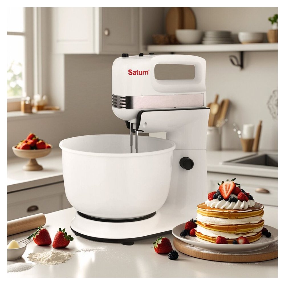 Миксер Стационарный Saturn STFP1039 / 5 скоростей / Белый photo 7