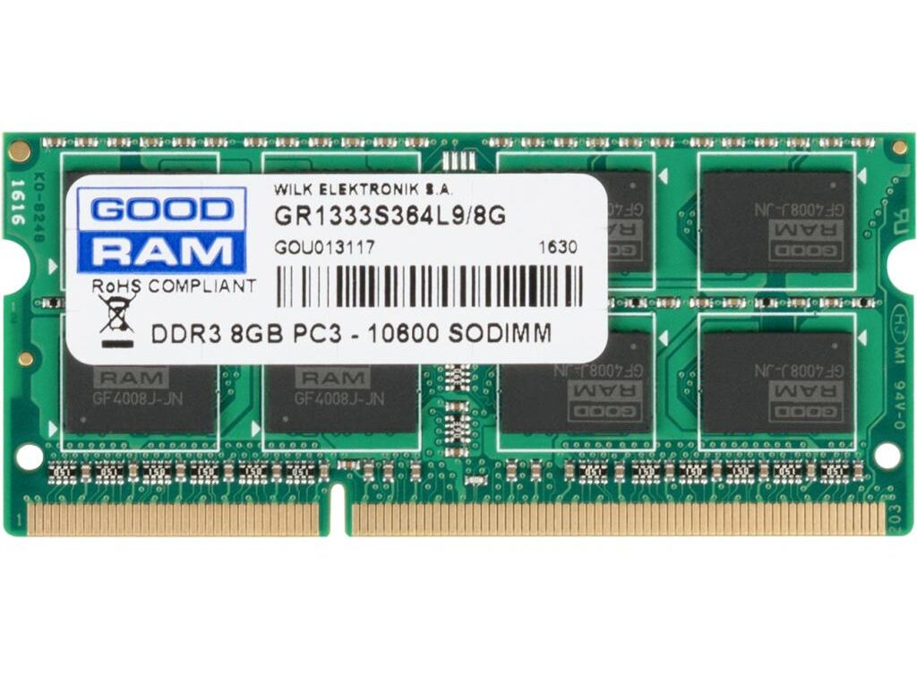 8GB DDR3-1333 SODIMM GOODRAM, PC10600, CL9, 512x8, 1.5V photo 1