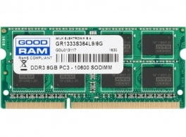 8GB DDR3-1333 SODIMM GOODRAM, PC10600, CL9, 512x8, 1.5V