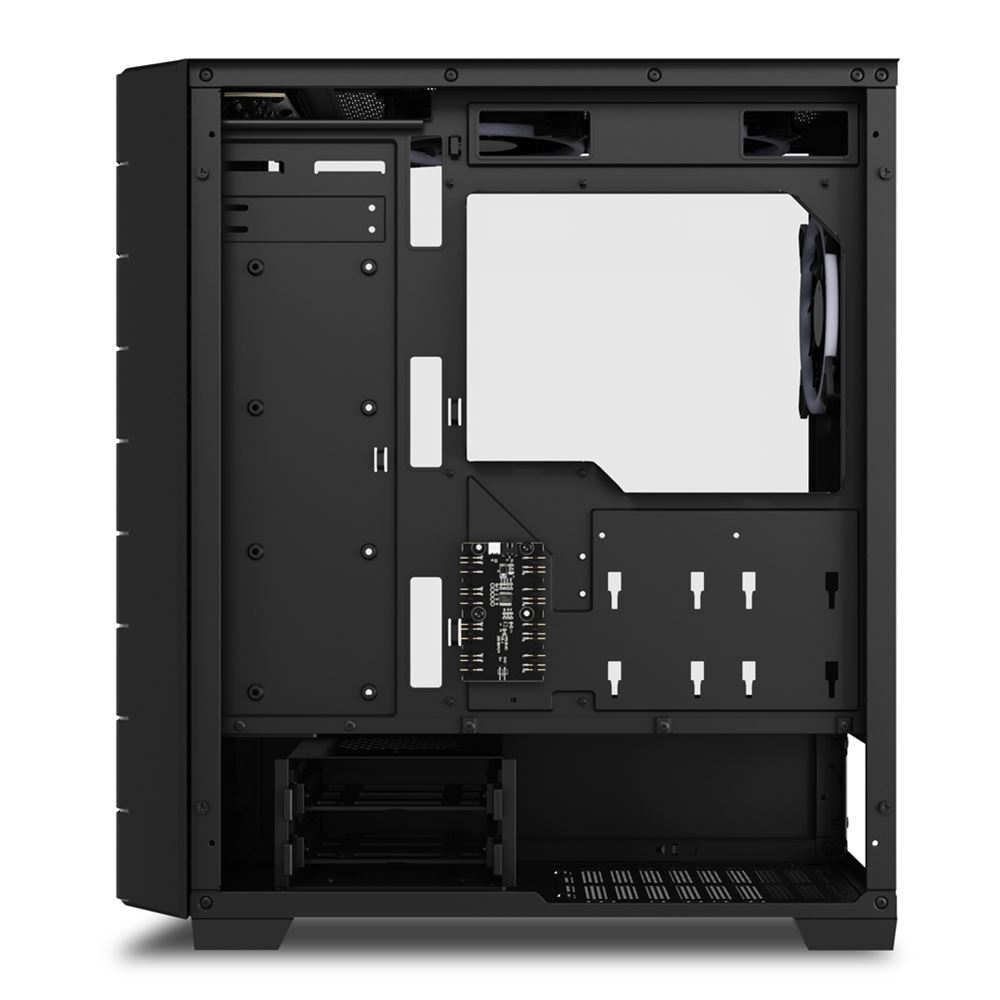Sharkoon RGB HEX Black  ATX Case, with Side Panel of Tempered Glass, without PSU, Tool-free, 3D Hexagon Design Mesh Front Panel, Pre-Installed Fans: 6x120mm A-RGB Ring LED, ARGB Controller, 2x3.5" / 6x2.5", 1xTypeC, 2xUSB3.0, 1xHeadphones, 1xMic, 3xRemova photo 2